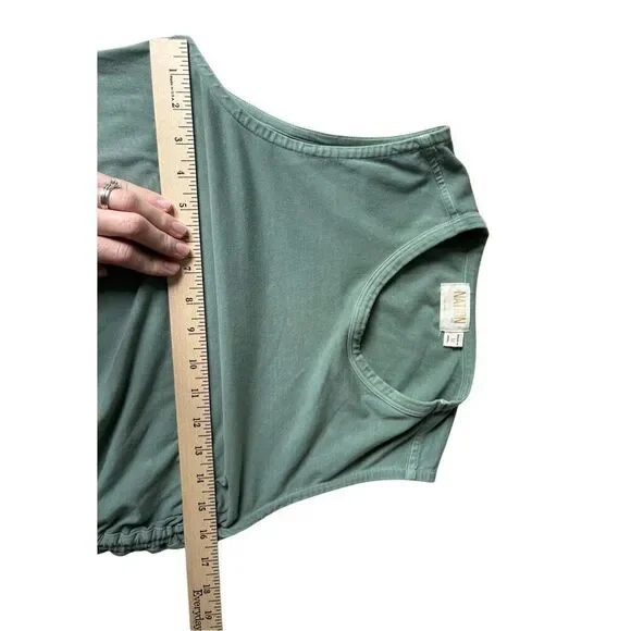 Nation LTD Iris Ruched Crewneck Midi Dress size M Sea Spray Green Sleeveless - Picture 7 of 9